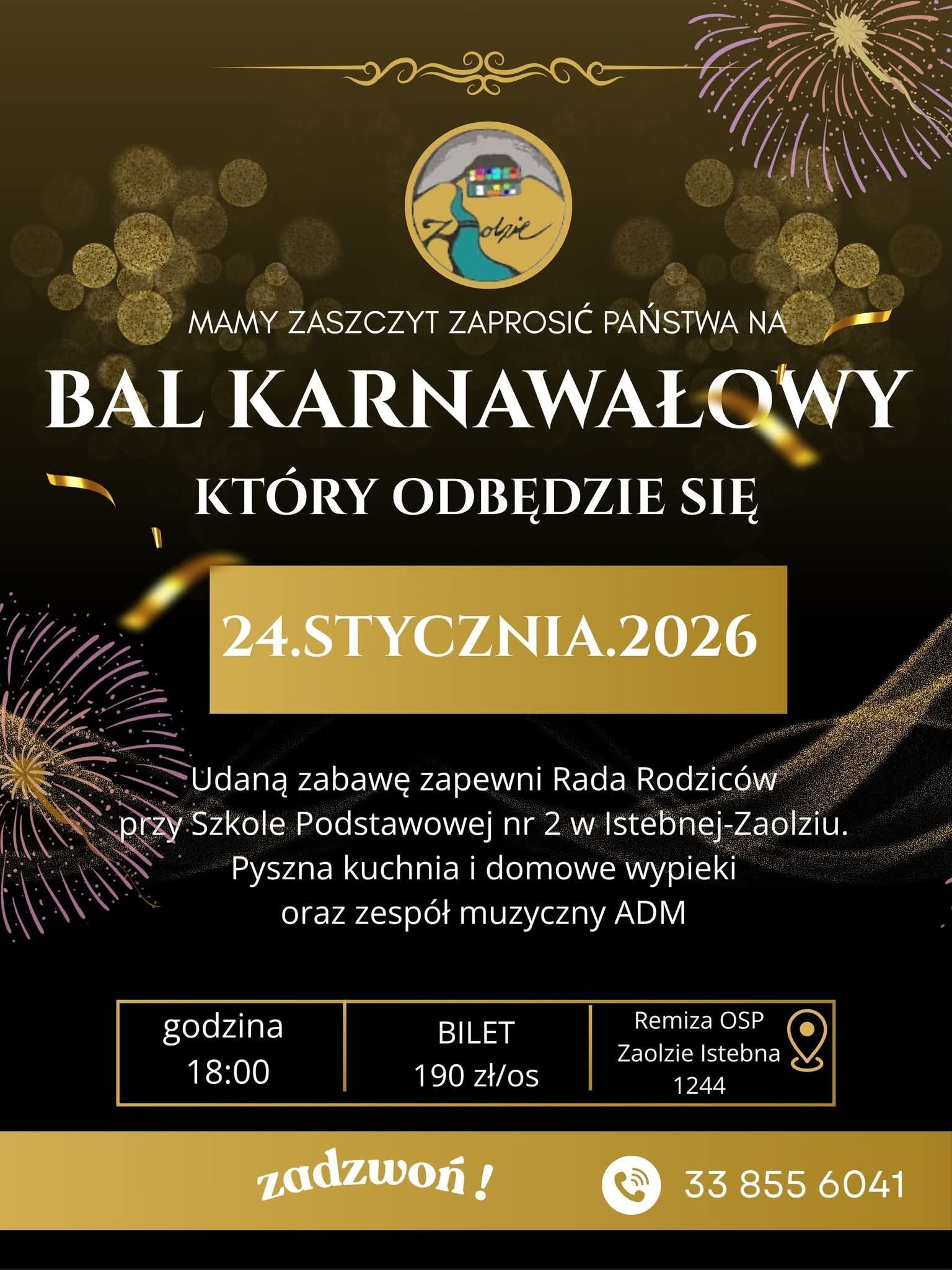 zaproszenie na bal karnawałowy