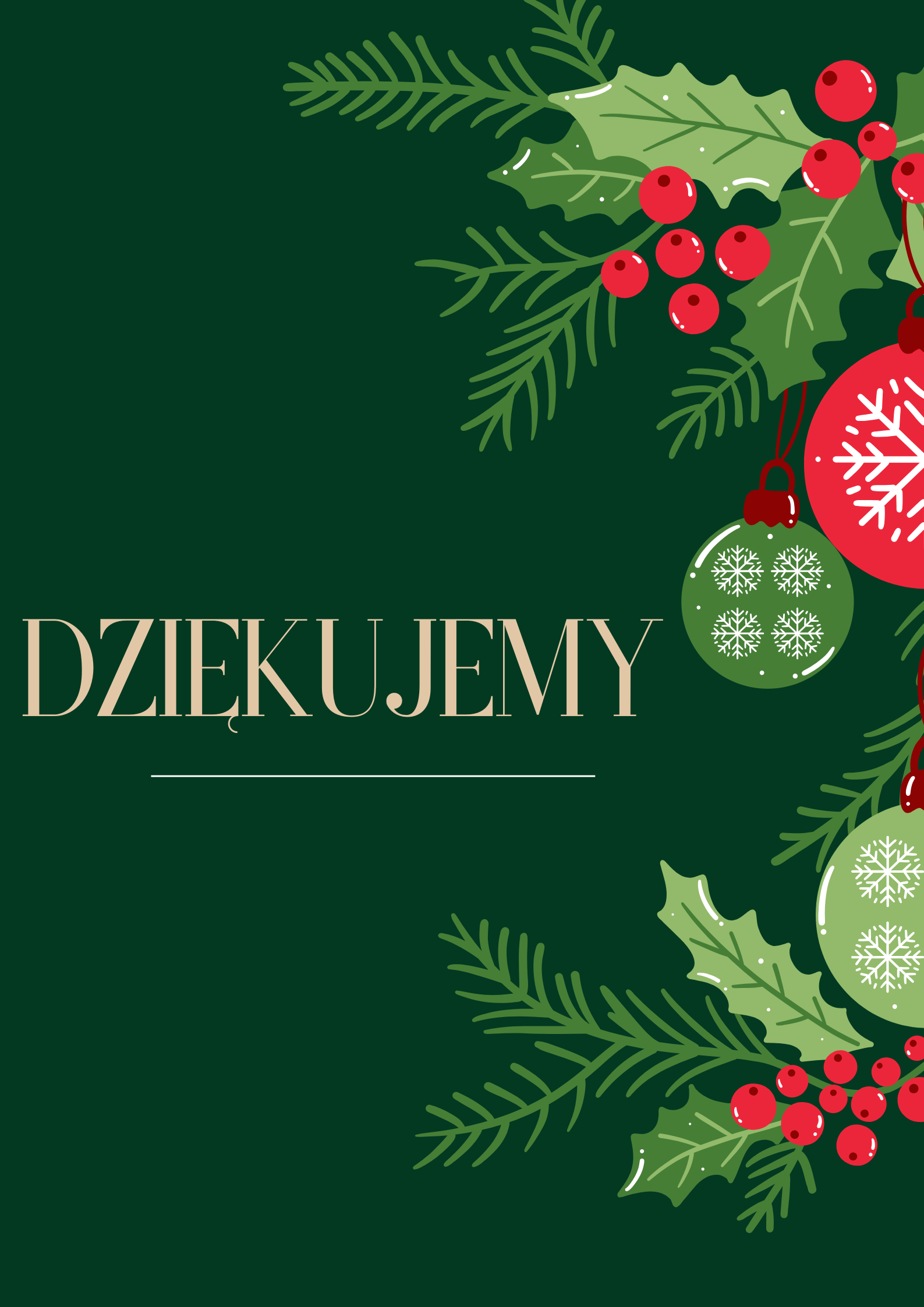 świąteczna kartka z podziękowaniem
