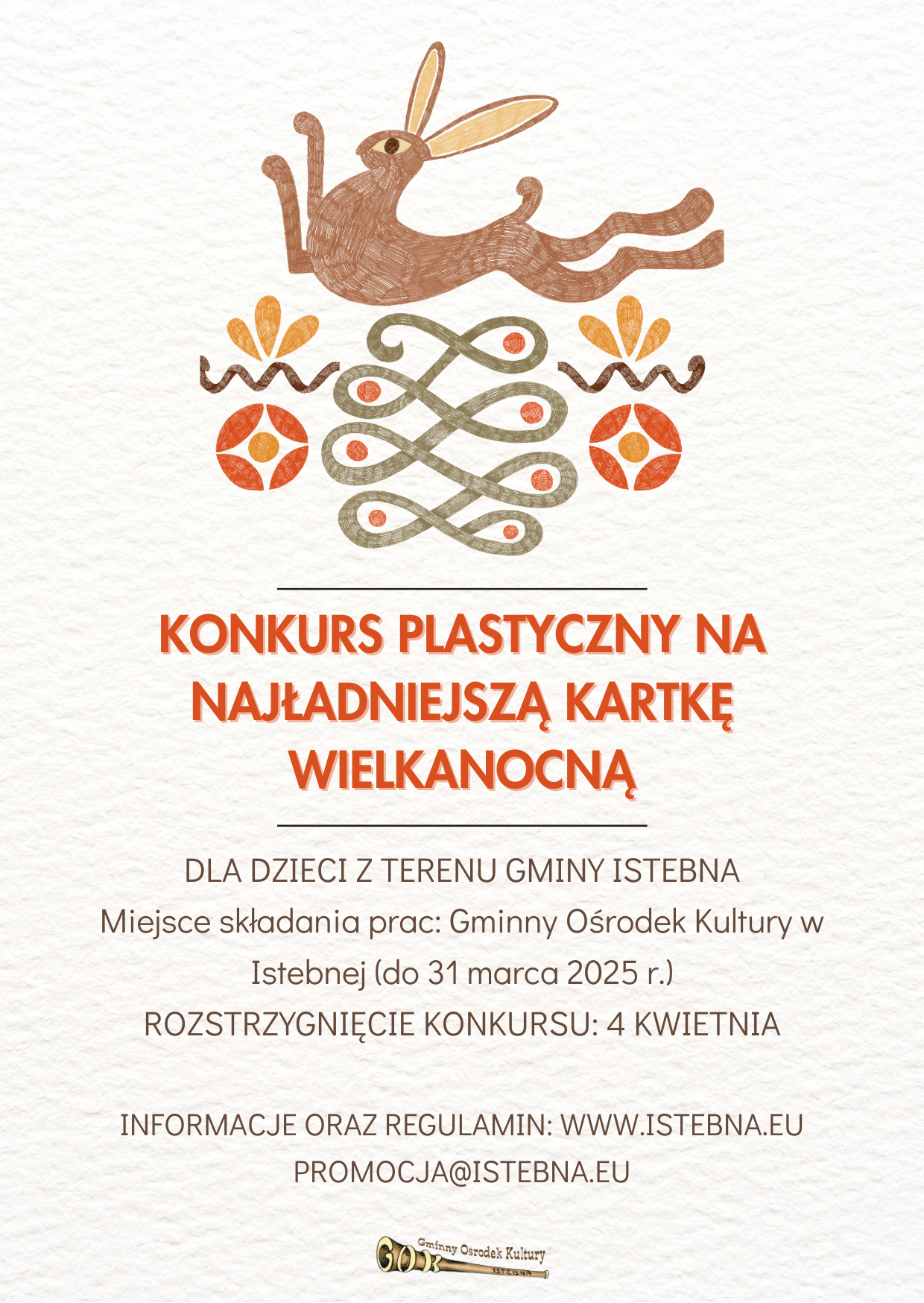 plakat informujacy o konkursie na kartkę wielkanocną