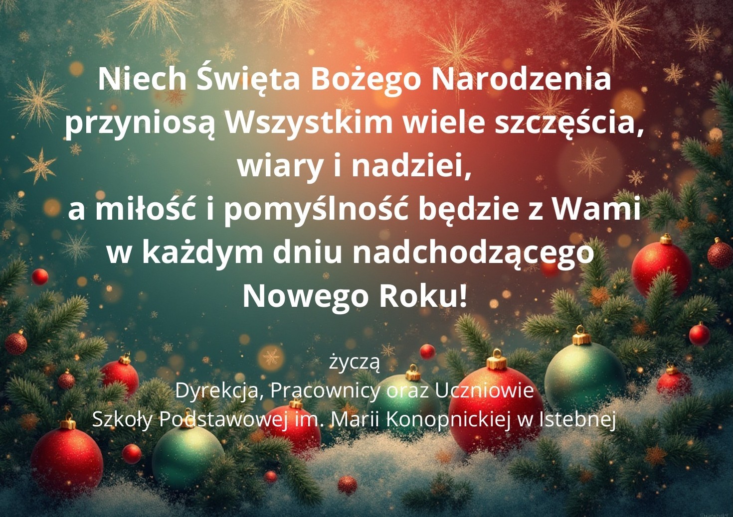 świąteczna kartka z życzeniami